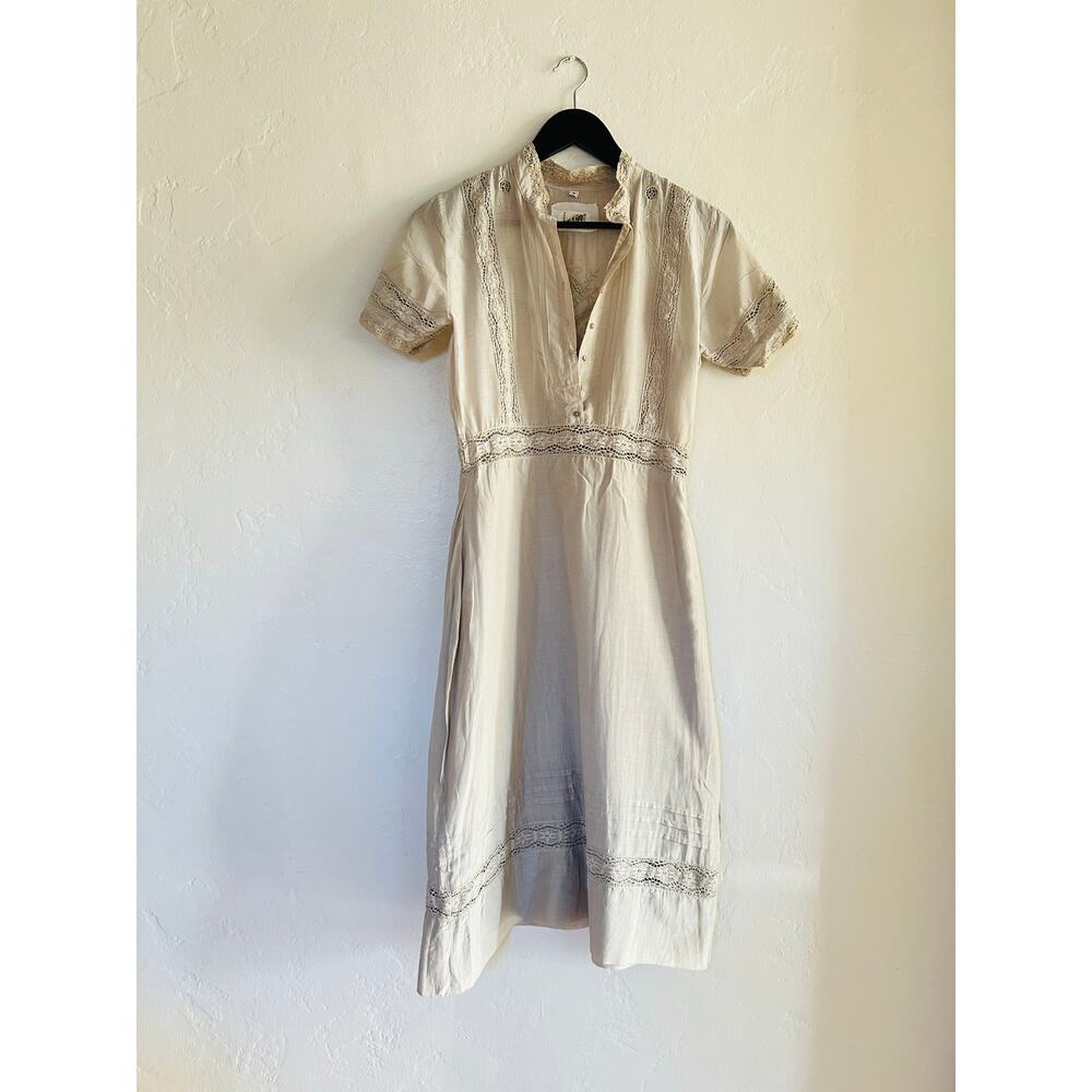 Johnny Was Cream Lace-Trim Midi Dress - Picture 3 of 8